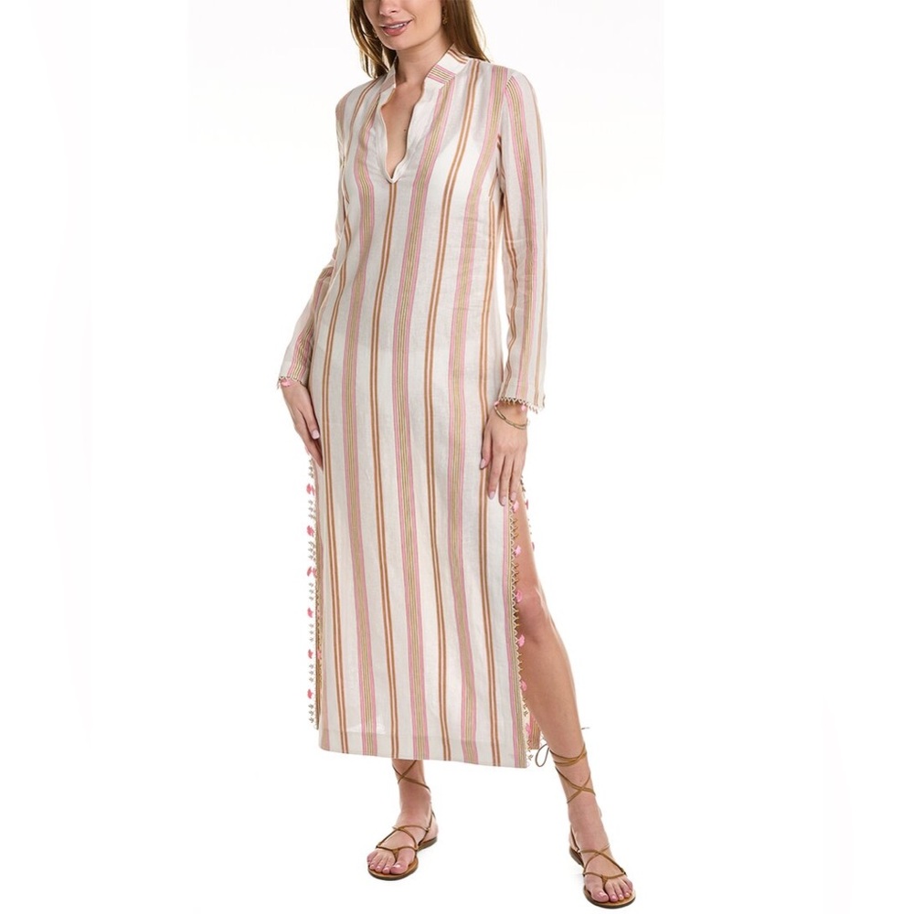 NWT Tory Burch Stephanie Stripe Linen Blend Beach Caftan NWT $458 Wmns Sz S/P